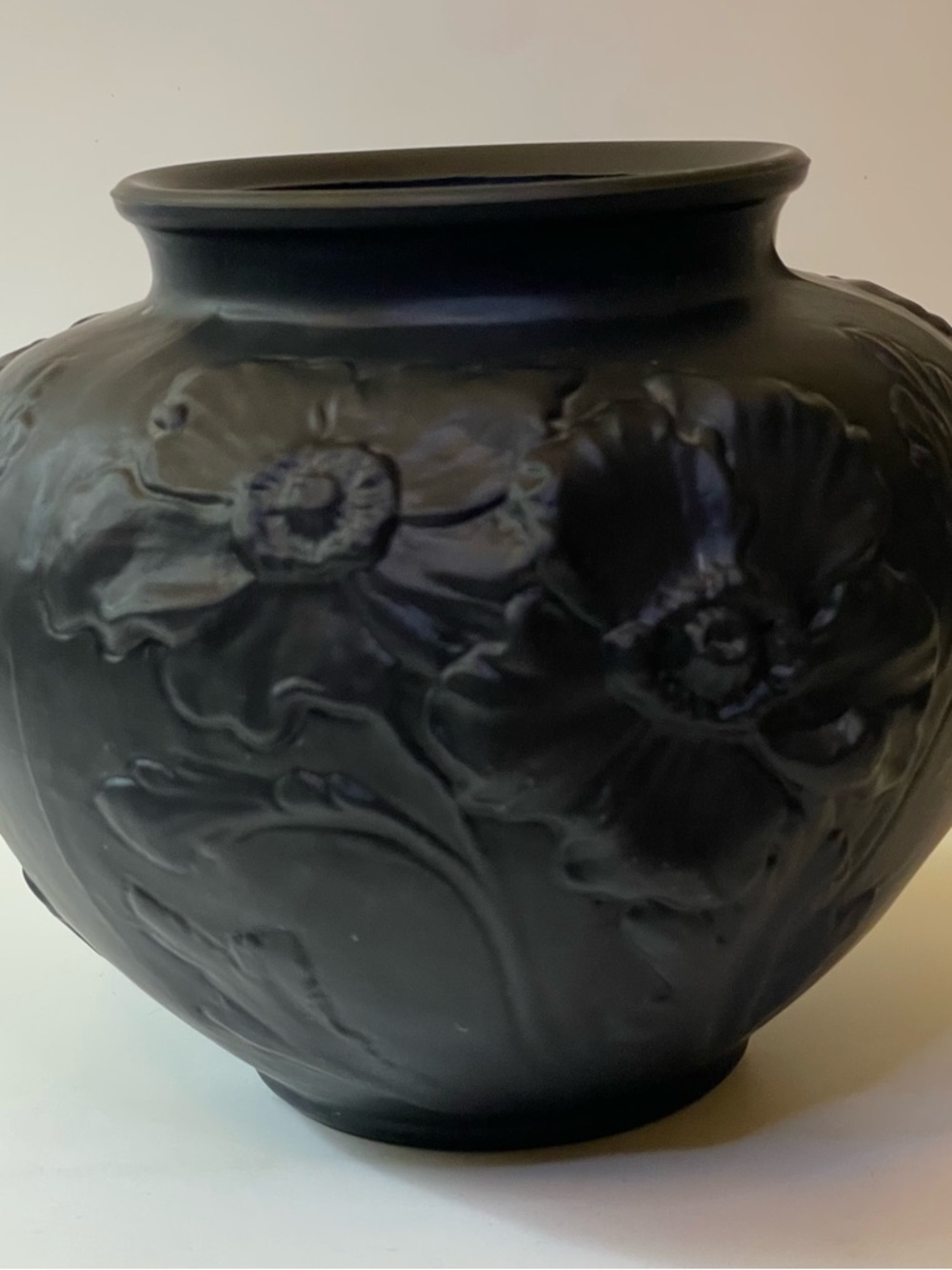 Vintage Tiffin Poppy Vase Art Nouveau Black Amethyst Satin Glass Flower Vase